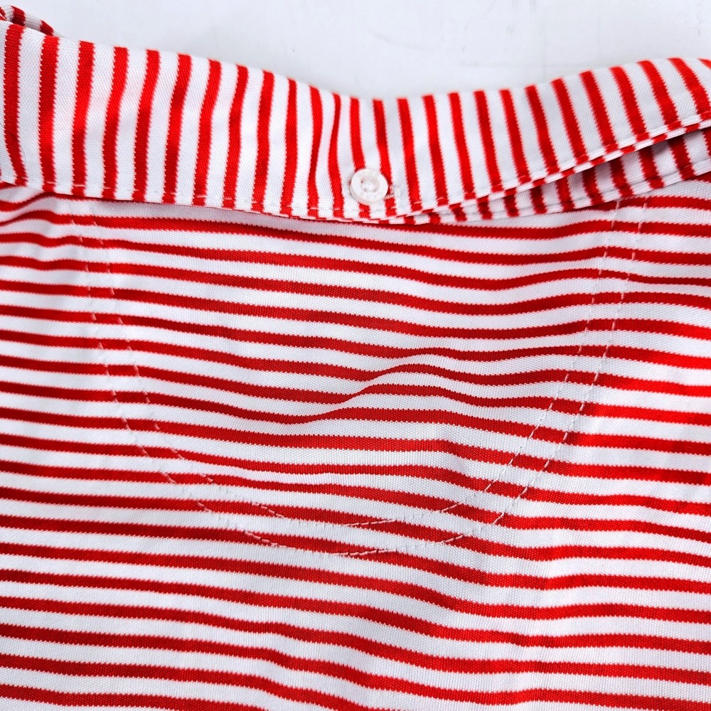 Garb Boys Red White Striped Polo Wicking Shirt Size Large 8-10 Golf Performance - Picture 8 of 9